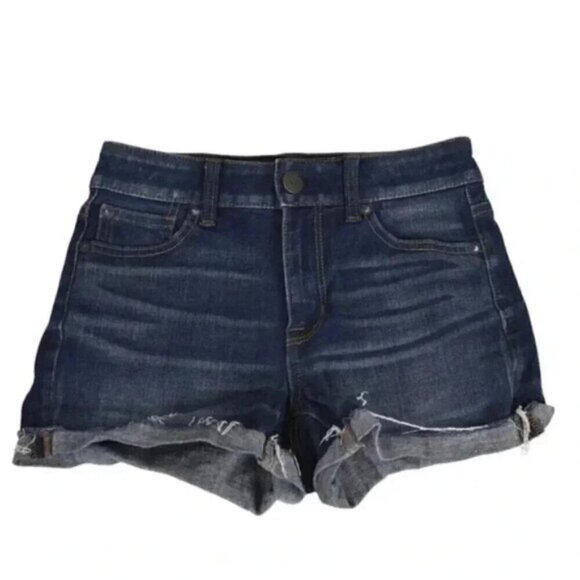 American Eagle Hi-Rise Shortie Jean Shorts Dark Wash AEO Denim Size 0 - Picture 2 of 10